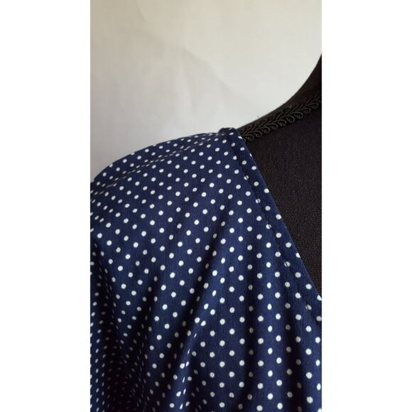 Zara Basic Women's Dress Medium Blue Polka Dot Drawstring Waist Pockets - Picture 3 of 10